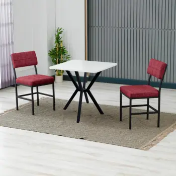Set tavoline me karrige, zgjatshme, 3 copë, Skye Decor, burgundy, e bardhë