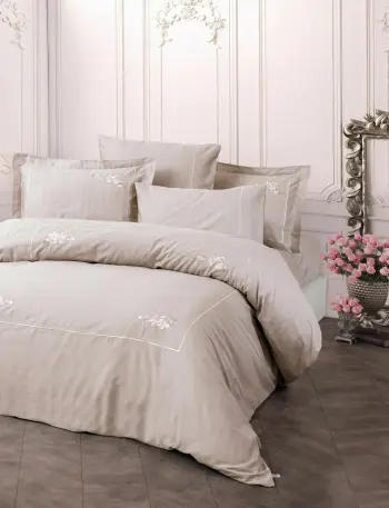 Set mbulesë për jorgan dopio, saten, ngjyrë lejla, L'Essentiel Linge de Maison, Alameda