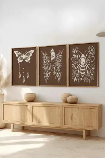 Pikturë dekorative me kornizë MDF (3 copë), Wallity, Huhu512, 40x60cm