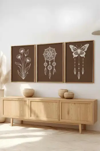 Pikturë dekorative me kornizë MDF (3 copë), Wallity, Huhu513, 20x30cm