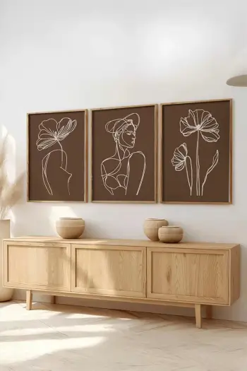 Set pikturash dekorative me kornizë, MDF, Wallity, Huhu515, 30x40cm (3 copë)