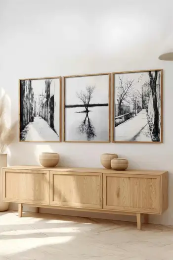 Pikturë dekorative me kornizë MDF (3 copë), Wallity, Huhu520, 40x60cm