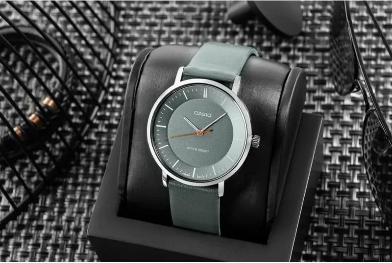 Orë dore për meshkuj CASIO, gri-blu - 5