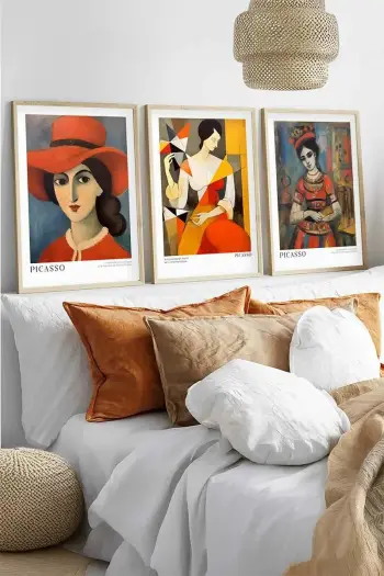 Pikturë dekorative me kornizë, 3 copë, Wallity, Huhu545, 40x60cm