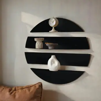 Raft dekorativ metalik për mur, ngjyrë e zezë, Skye Decor, Vlnt118Syh