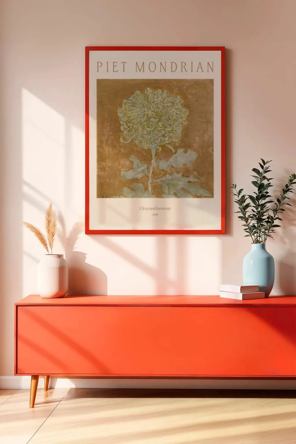Pikturë dekorative me kornizë, MDF, Wallity, Artrnkdata49, e kuqe - 1