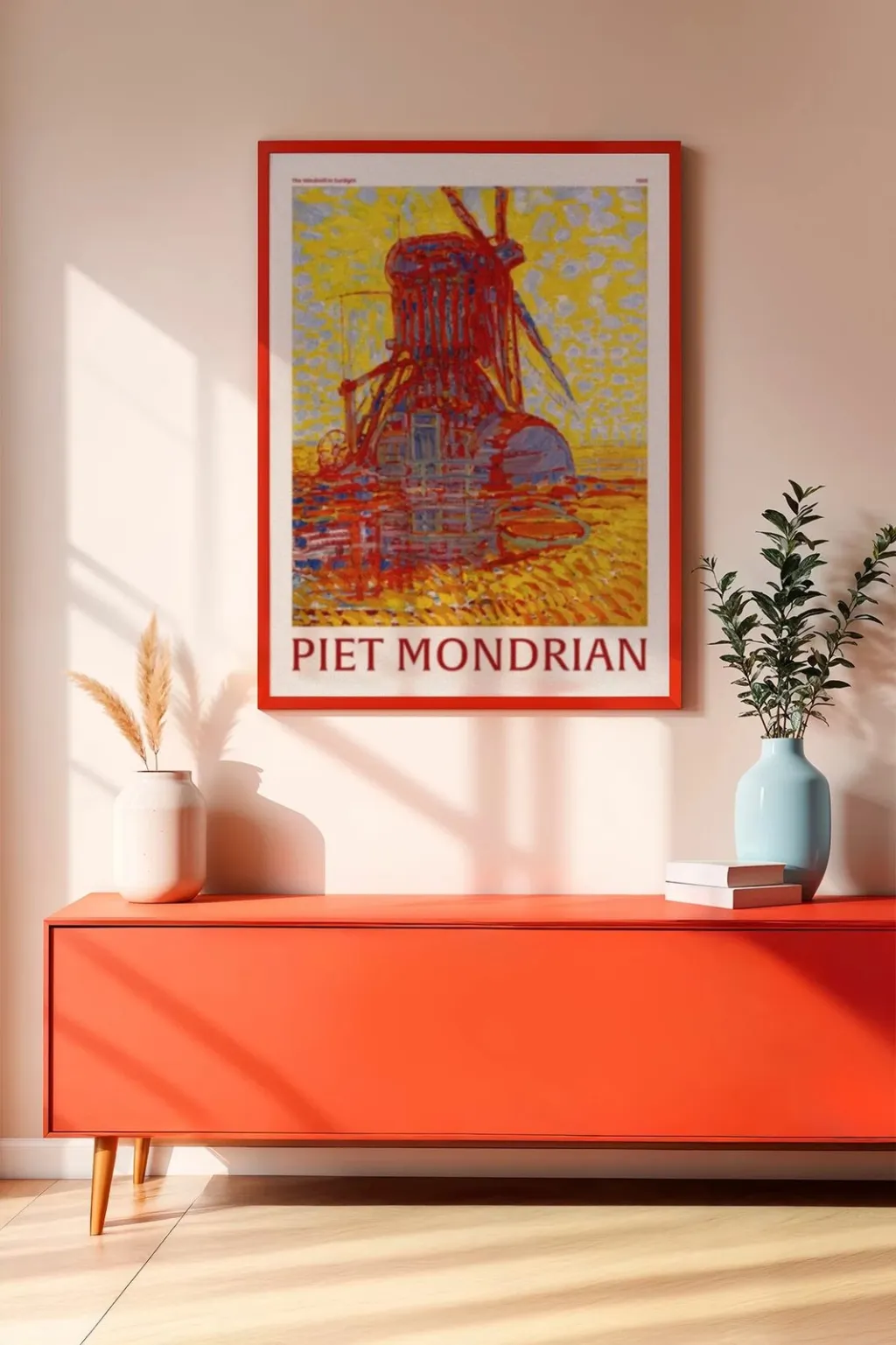 Pikturë dekorative me kornizë, MDF, Wallity, Artrnkdata50, e kuqe - 1