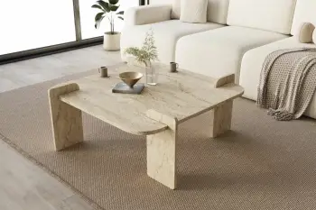 Tavolinë kafeje, Skye Decor, ngjyrë travertine, 90x90x35cm