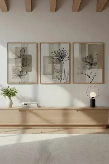 Set pikturash dekorative me kornizë, MDF, Wallity, Huhu714, 30x40, 3 copë