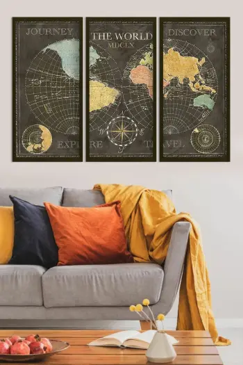 Set pikturash dekorative me kornizë MDF, 3 copë, Wallity, Artsmdfdkset11