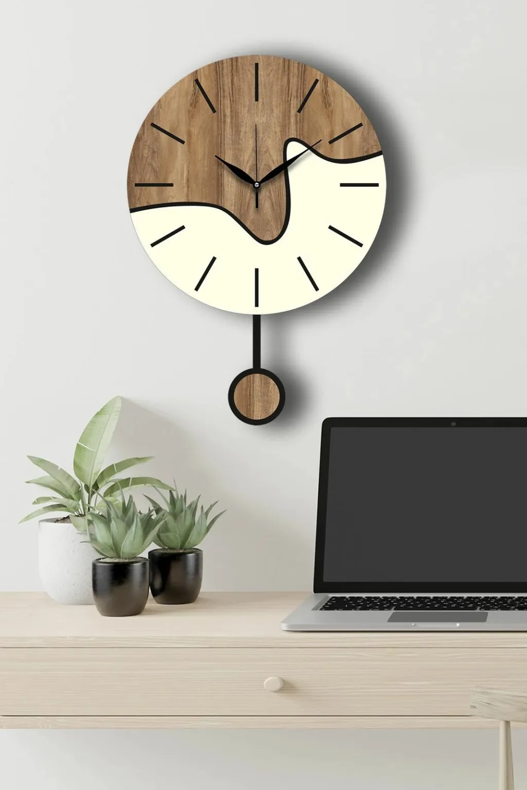 Orë muri dekorative Wallity, ngjyrë arrë dhe krem, Vlnt109kr - 3