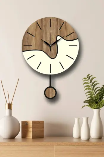Orë muri dekorative Wallity, ngjyrë arrë dhe krem, Vlnt109kr