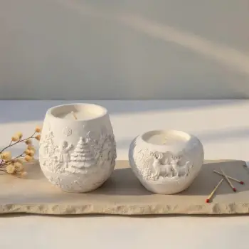 Set qirinjsh dekorativ, dy copë, ngjyrë e bardhë, Evila Originals, Yılbaşı Sade