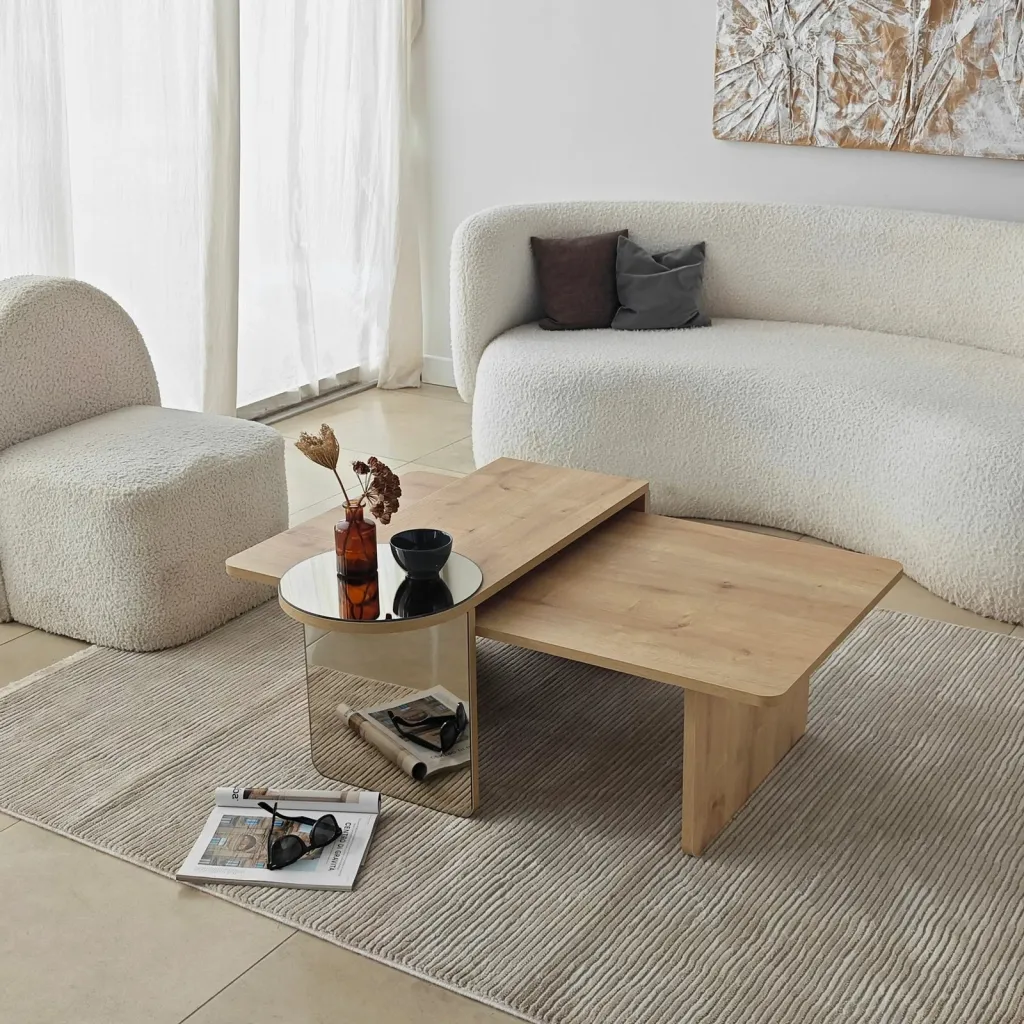 Set tavolinash kafeje Skye Decor, Luna 2, bronzie, sapphire oak - 1