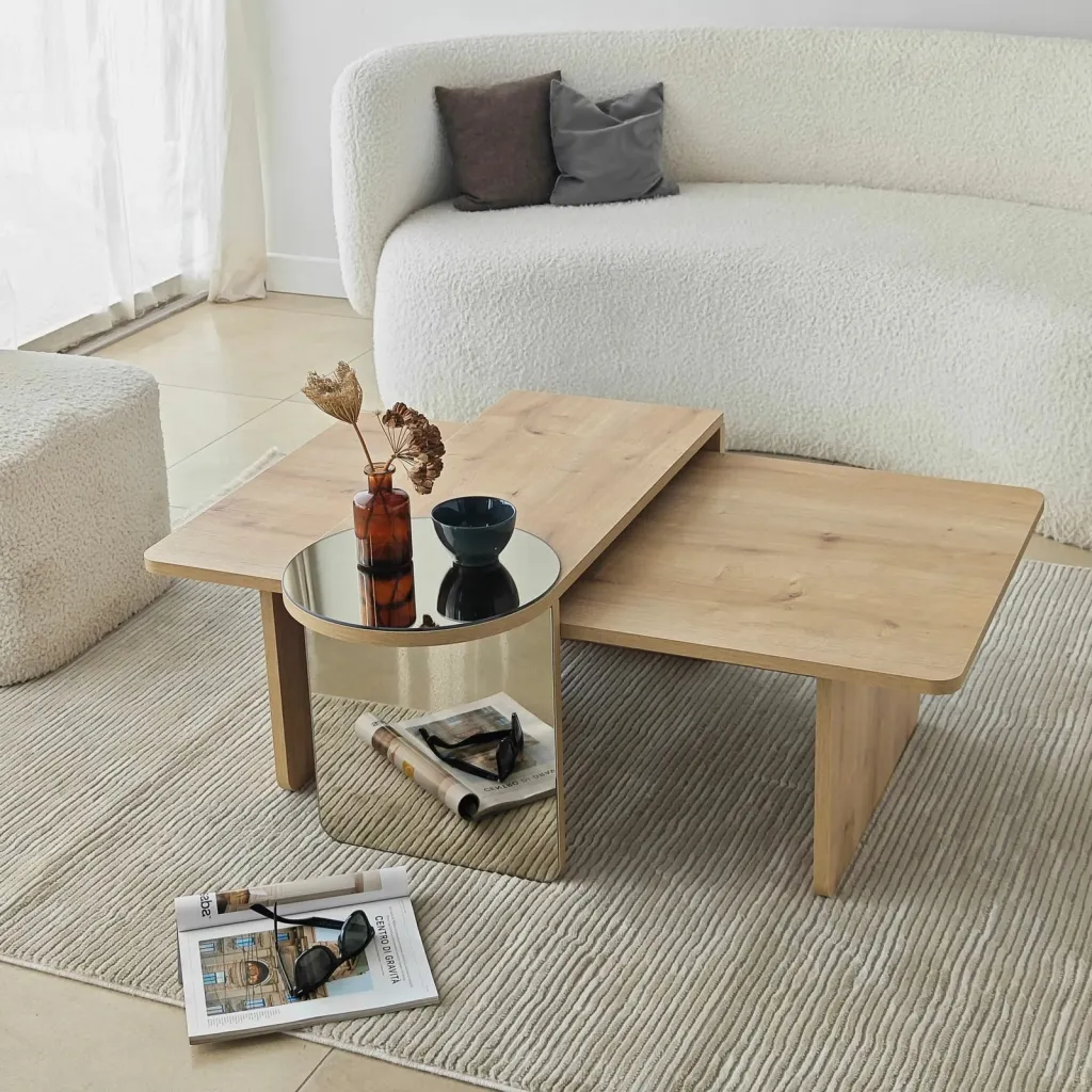 Set tavolinash kafeje Skye Decor, Luna 2, bronzie, sapphire oak - 2