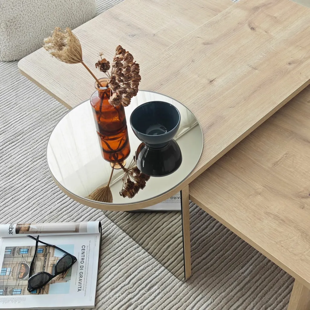 Set tavolinash kafeje Skye Decor, Luna 2, bronzie, sapphire oak - 3