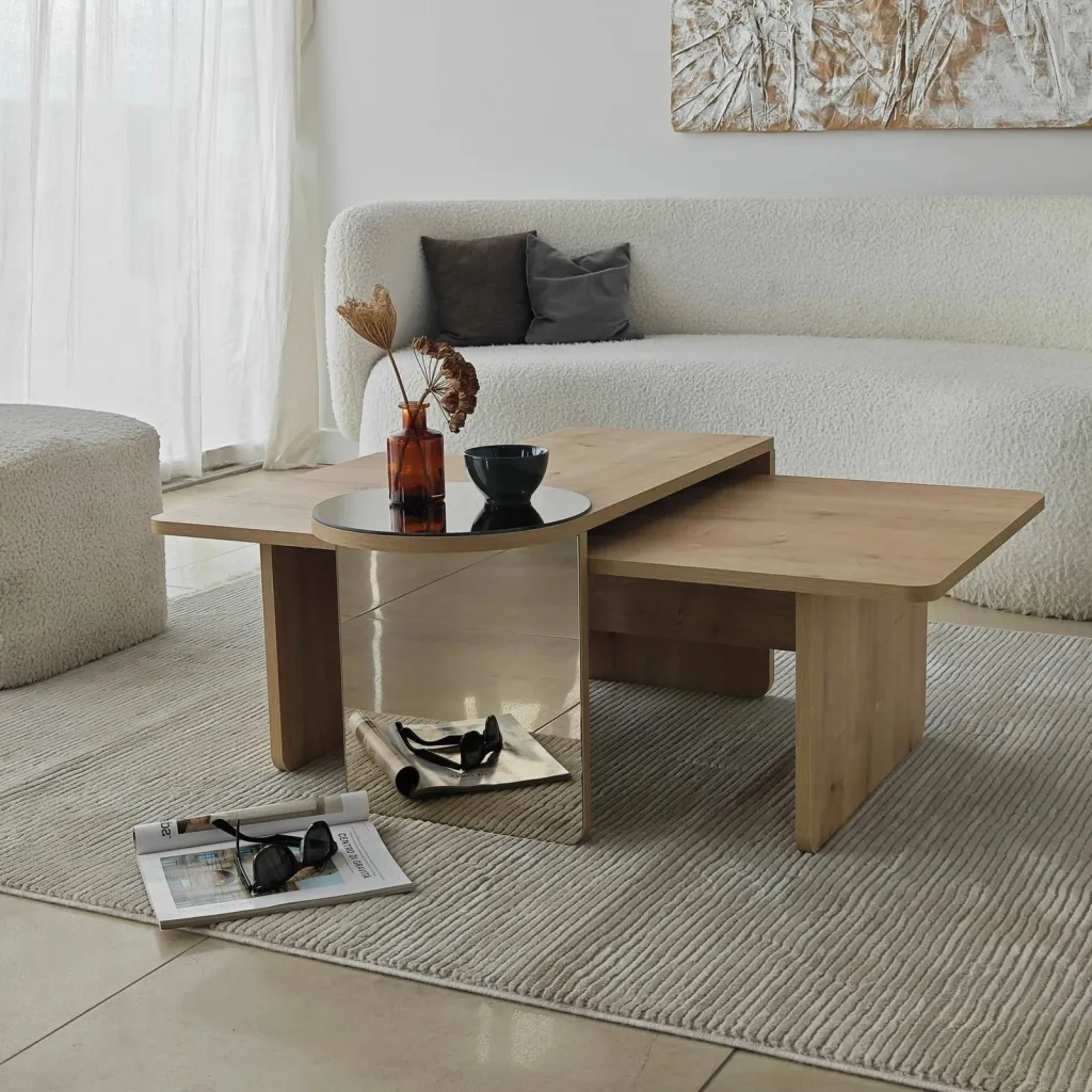 Set tavolinash kafeje Skye Decor, Luna 2, bronzie, sapphire oak - 4