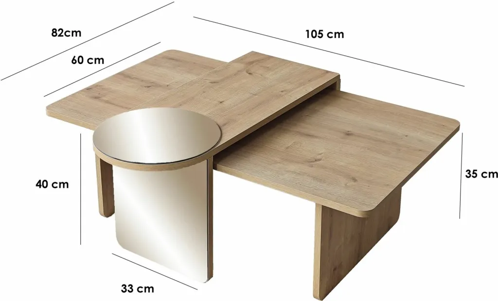 Set tavolinash kafeje Skye Decor, Luna 2, bronzie, sapphire oak - 10