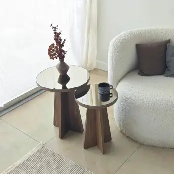 Set tavolinash anësore Skye Decor, Luna 2, bronzi, arr