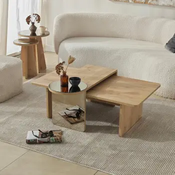 Set tavolinash kafeje Skye Decor, Luna 4, bronzie, lisi sapphire