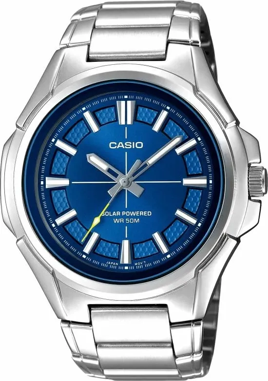Orë dore për meshkuj CASIO, argjend me blu - 1