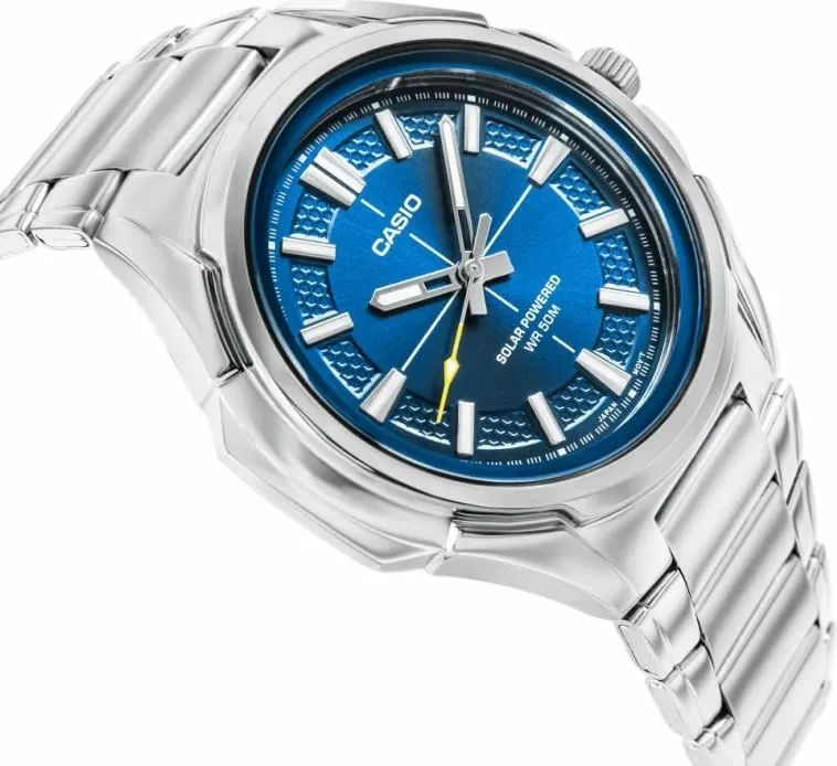 Orë dore për meshkuj CASIO, argjend me blu - 3