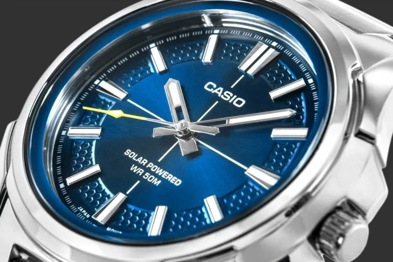 Orë dore për meshkuj CASIO, argjend me blu - 4