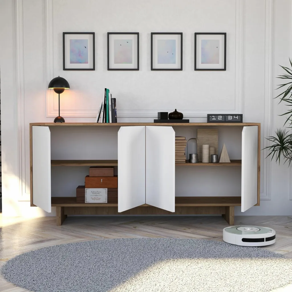 Konsol Skye Decor, e bardhë, lisi, Mete - 3
