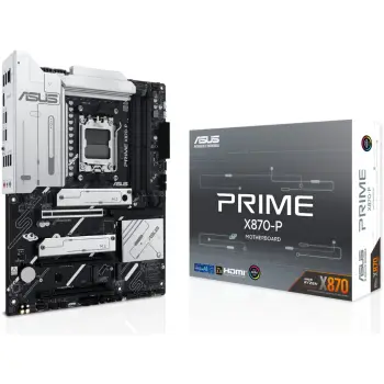 Pllakë amë ASUS PRIME X870-P, AM5, ATX, DDR5 deri 256GB, USB4, 2.5GbE, HDMI, zi/argjend