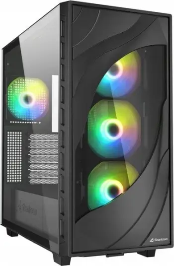 Kasë Sharkoon Rebel C80G RGB, e zezë, Midi Tower