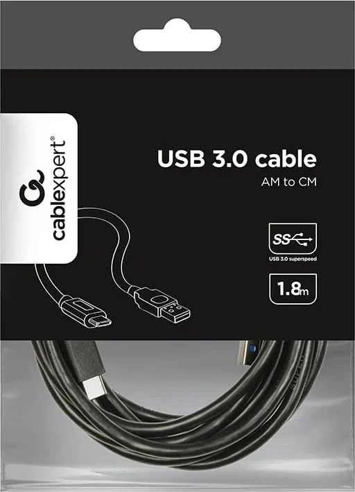 Kabllo Gembird CABLEXPERT, USB-A 3.0 (M) në USB-C (M), 1.8m, e zezë - 2
