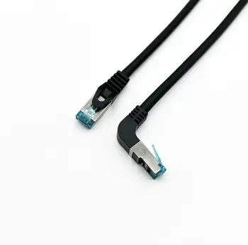 Kabllo rrjeti Cat6a Equip 0.5m, RJ-45 drejtë në kënd, e zezë