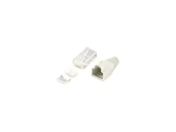 Set RJ45 plug Equip Cat6, 100 copë, transparent, bardhë