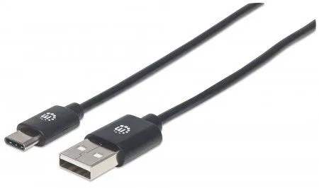 Kabllo Manhattan USB-A - USB-C, 2m, e zezë - 1
