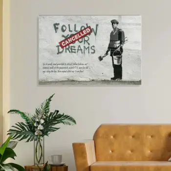 Pikturë dekorative prej xhami të temperuar, Banksy, shumëngjyrëshe, 50x70cm