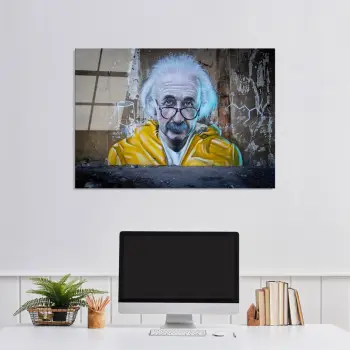 Pikturë dekorative xhami e temperuar, Banksy, shumëngjyrëshe, 45x65cm