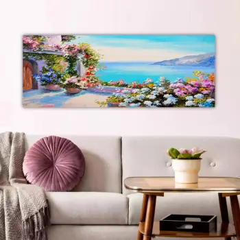 Pikturë dekorative në kanavacë, shumëngjyrëshe, kornizë druri, 30x80cm
