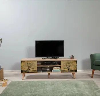 Komodë TV Truva, ngjyrë lisi Sonoma, 140x50x40cm