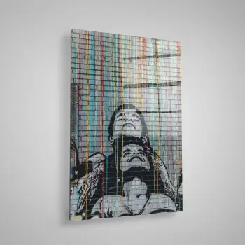 Pikturë dekorative prej xhami të temperuar, Banksy, shumëngjyrëshe, 45x65cm