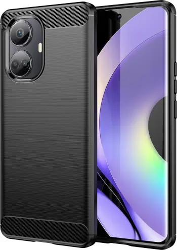 Mbrojtëse telefoni Hurtel Carbon Case për Realme 10 Pro, silikon fleksibël, karbon, e zezë