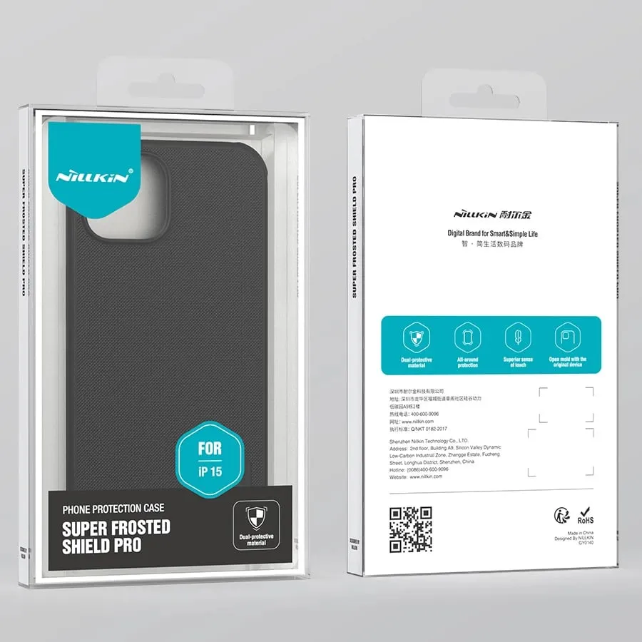 Mbështjellës Nillkin Super Frosted Shield Pro për iPhone 15, i zi - 16