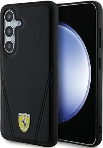Mbështjellës Ferrari Hot Stamp V Lines MagSafe për Samsung Galaxy S24, i zi