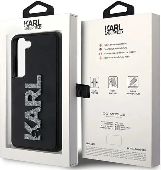 Mbështjellës Karl Lagerfeld 3D Rubber Glitter Logo për Samsung Galaxy S23, i zi - 2