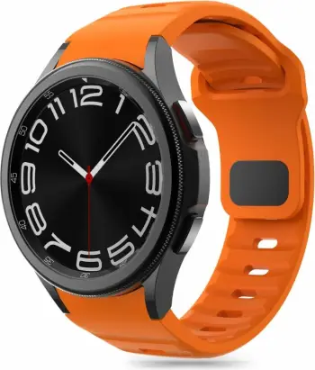 Rrip silikoni Tech Protect Silicone Line për Samsung Galaxy Watch 4 5 6 7, 40 42 43 44 45 46 47mm, portokalli