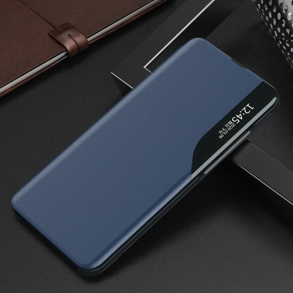 Mbështjellës Hurtel Eco Leather View Case për Samsung Galaxy S25, Kaltër - 2