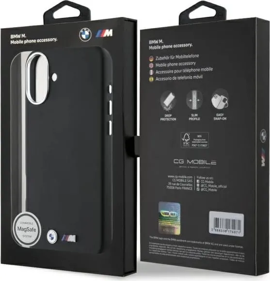 Mbështjellës BMW M Smooth Full Wrapped Metal MagSafe për iPhone 16, zi - 2