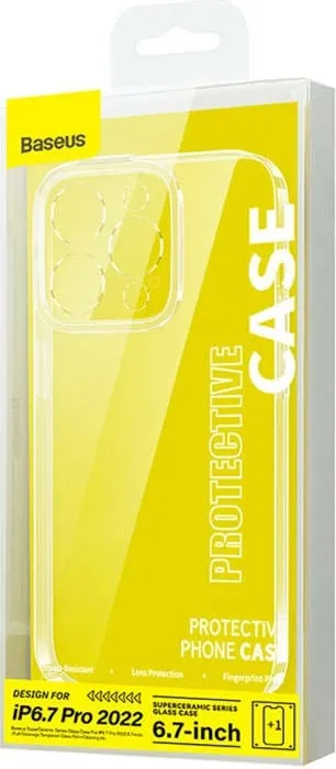 Mbështjellës Baseus SuperCeramic me xham të temperuar për iPhone 14 Plus, transparent, set - 6
