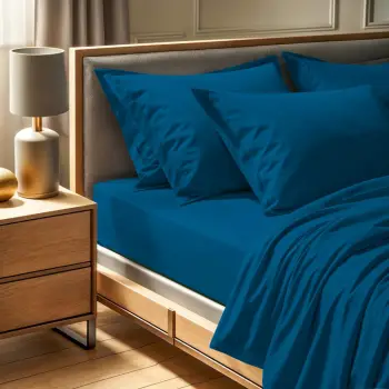 Çarçaf i vetem fitted, ranforce, ngjyrë petrol blue, L'essentiel