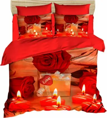 Set mbulesë për jorgan king size, L'essentiel, ngjyrë e kuqe dhe e verdhë, 204