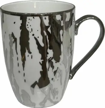 Filxhan Chic, porcelan Bone China, i bardhë me detaje argjendi, 8x8x11cm